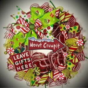 Grinch Christmas wreath XL 22 inch handmade grinch decorations Whoville